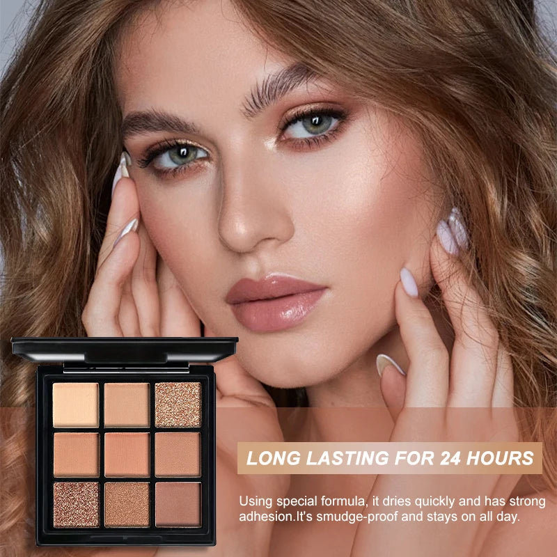 VERONNI 9-Color Chocolate Eyeshadow Palette – Matte & Glitter Eyeshadow Palette QXL