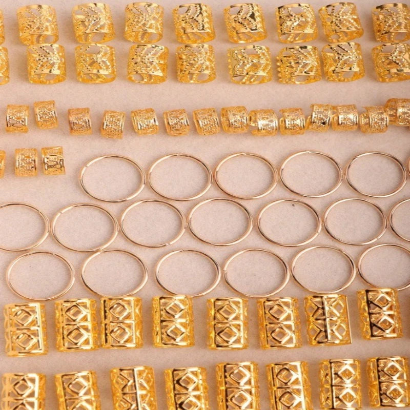80-Pack Metal Hair Braid Cuffs | Dreadlock Rings & Beads Hair Braid Cuffs QXL