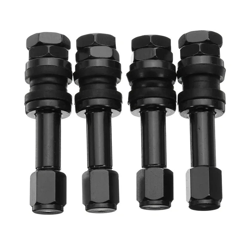 4-Pack TR43E Aluminum Tire Valve Stems for Tubeless Rims Tire Valve Stems QXL black