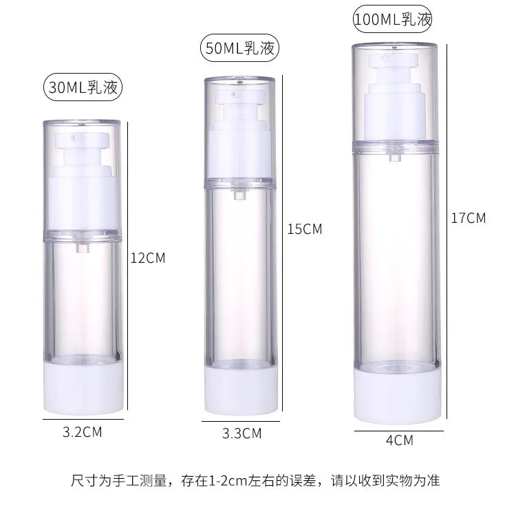 Airless Vacuum Pump Bottles 15–100ml | Refillable Travel Set Travel Pump Bottle QXL