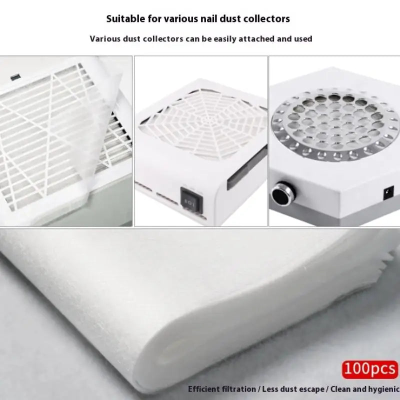 100-Pack Nail Dust Collector Filter Cotton | Universal Replacement Nail Vacuum Filter QXL