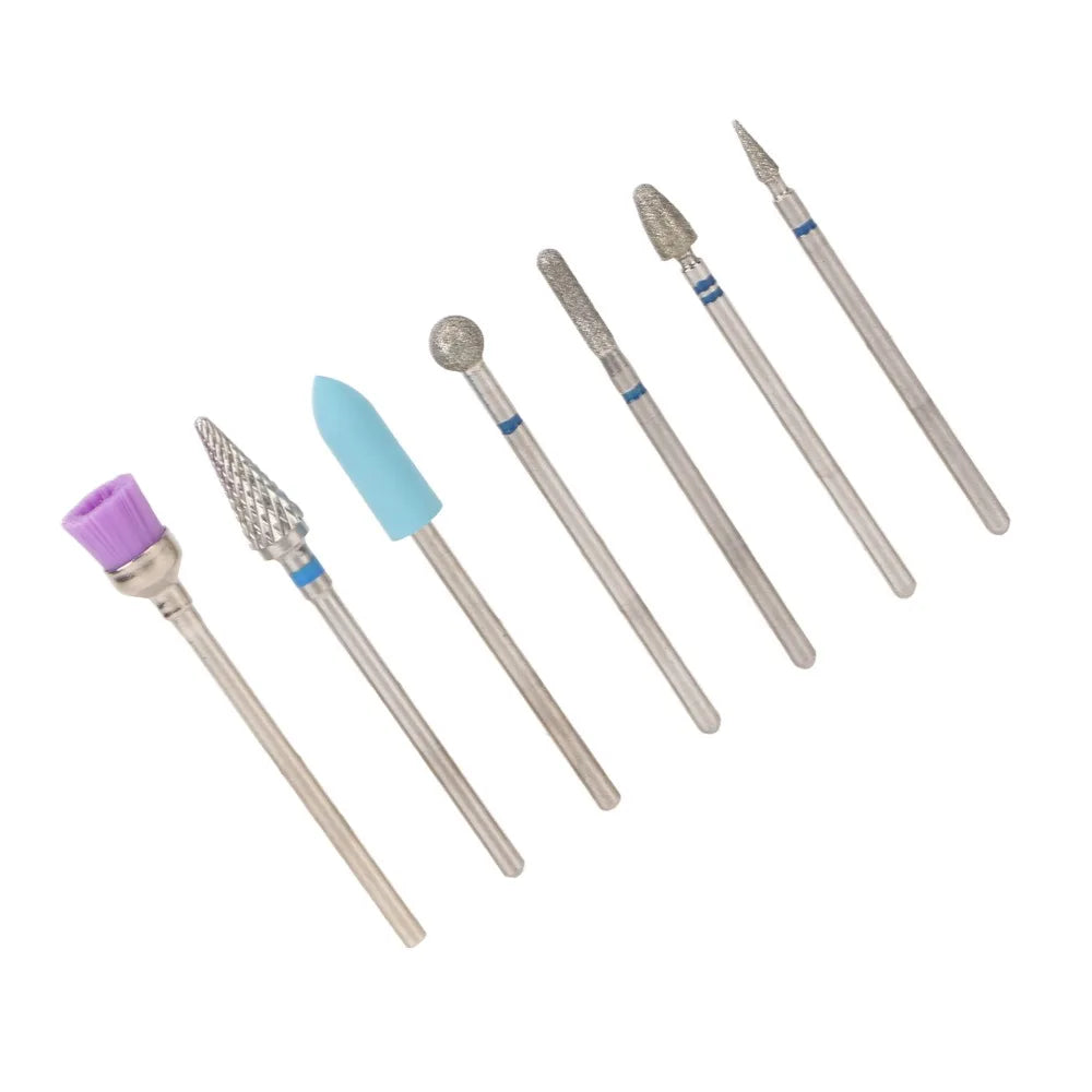7-Pc Stainless Steel Nail Drill Bit Set | Gel & Acrylic Removal Nail Drill Bit Set QXL