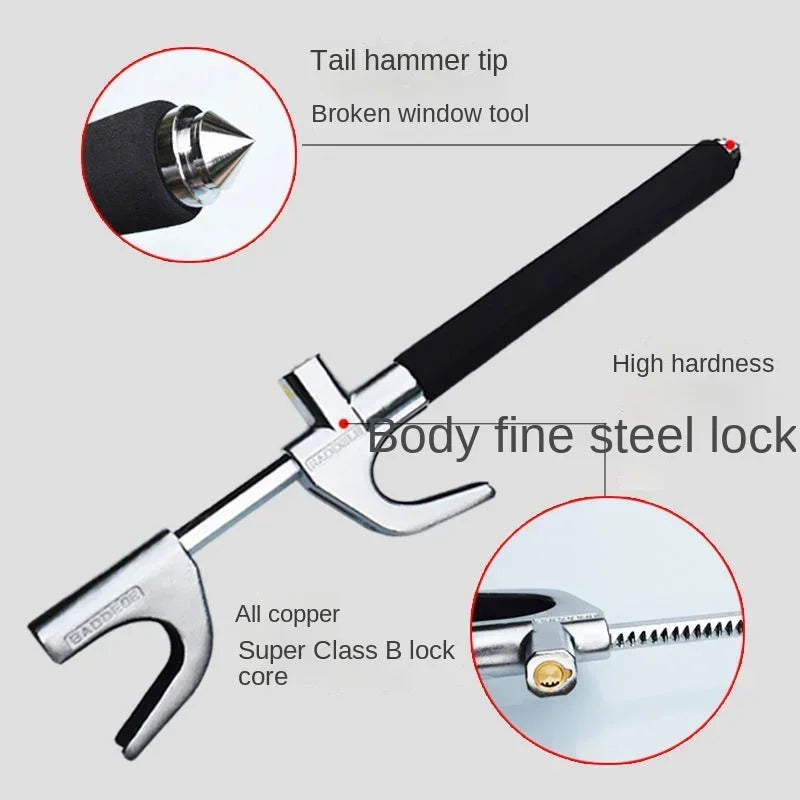 Universal Retractable Steering Wheel Lock | Double Hook Anti-Theft Steering Wheel Lock QXL