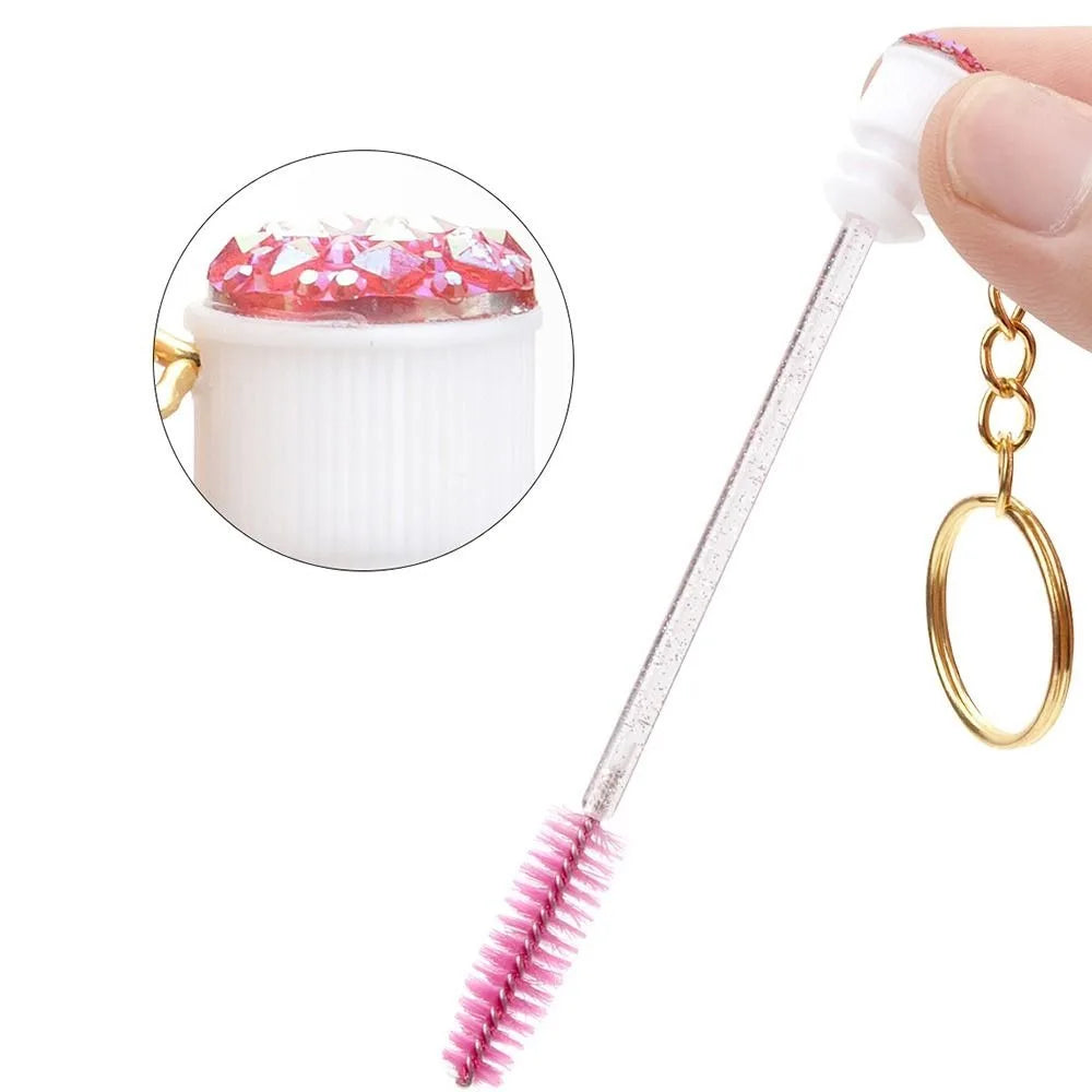 Reusable Mascara Wand & Eyelash Brush with Keychain Tube Case Eyelash Brush Set QXL