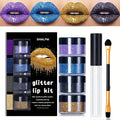 VERONNI 4-Color Glitter Lip Kit with Base & Brush Glitter Lip Kit QXL 02