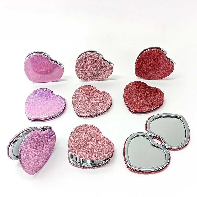 Heart-Shape Double-Sided Portable Makeup Mirror | Compact Gift Compact Makeup Mirror QXL