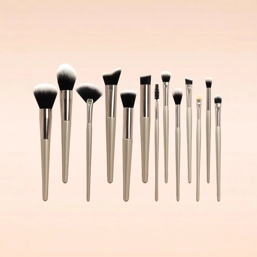 13-Piece Champagne Makeup Brush Set | Beginner Kit Makeup Brush Set QXL