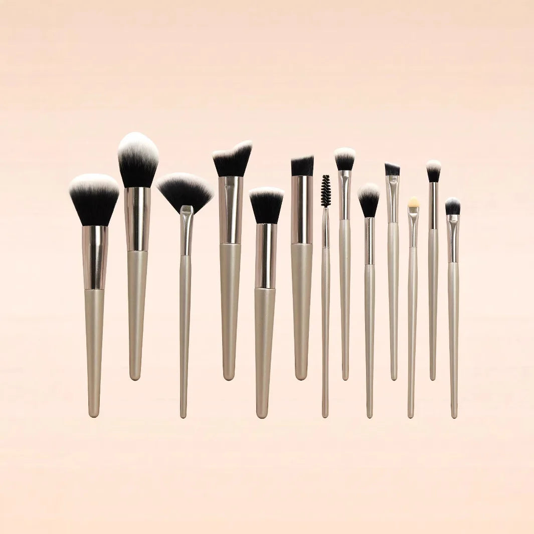 13-Piece Champagne Makeup Brush Set | Beginner Kit Makeup Brush Set QXL