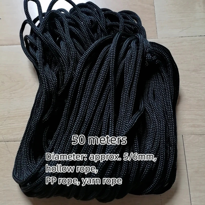 5/6mm Braided Nylon Cord 50m | Black & White DIY Drawstring Rope Braided Craft Cord QXL black 5 to 6mm China Mainland