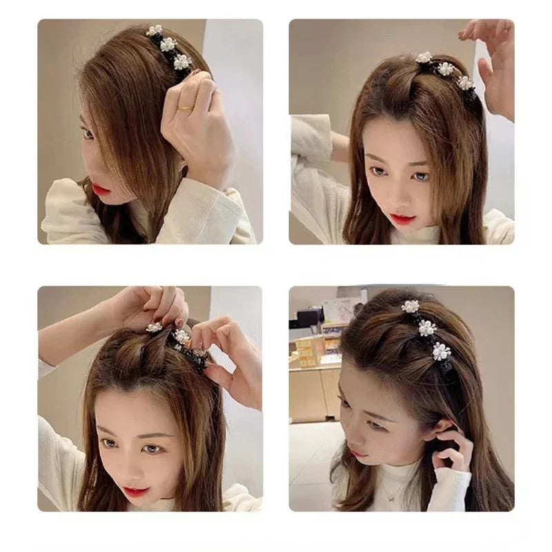 Duckbill Hair Clip | Braided Flower Bangs & Side Clip Hair Clip QXL