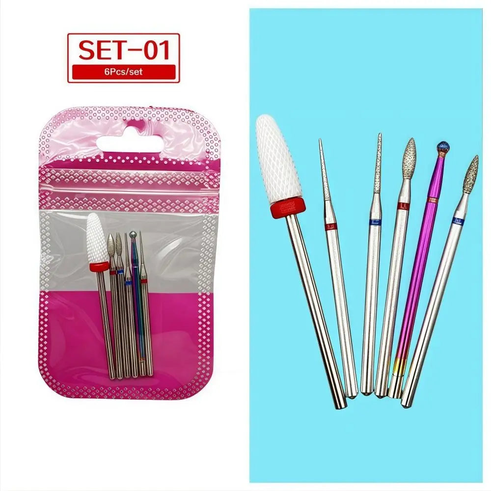 7-Piece Nail Drill Bit Set | Ceramic Diamond & Alloy Bits Nail Drill Bit Set QXL