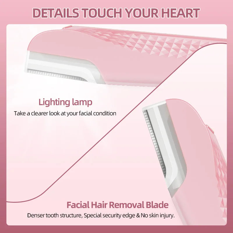 LED Sonic Dermaplane Razor | 3 Speeds, 6 Blades, Rechargeable Dermaplane Razor QXL