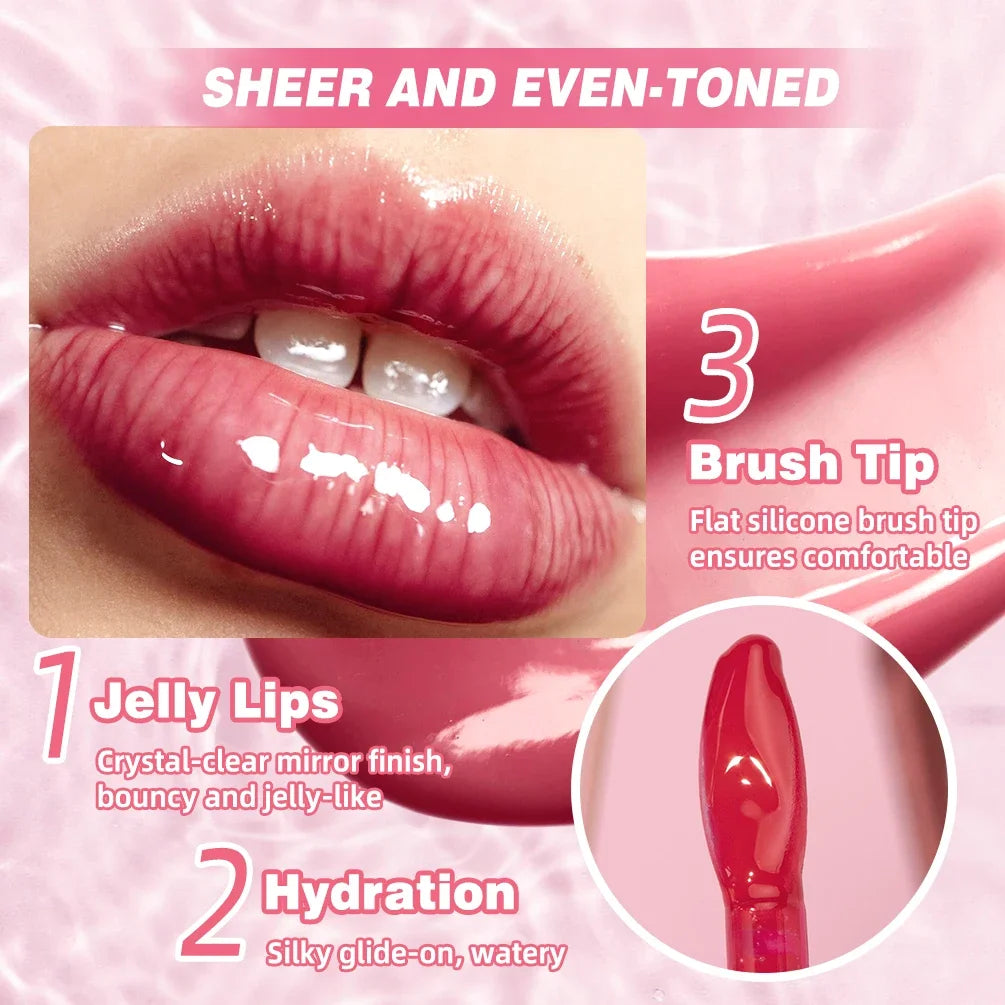 QIBEST Mirror Jelly Lip Gloss | Tinted Hydrating Lip Oil Jelly Lip Gloss QXL