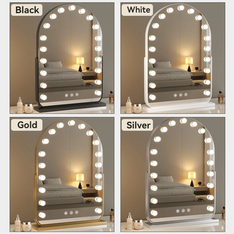 Large LED Desktop Makeup Mirror with Bulbs | Rotatable LED Makeup Mirror QXL