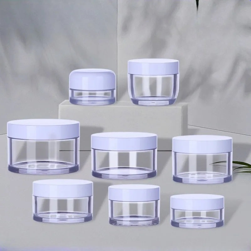 10-Pack Clear Cosmetic Jars with Purple Lids | Travel Storage Cosmetic Storage Jars QXL