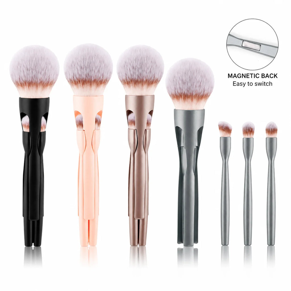 LUXEBLEND 4-in-1 Magnetic Makeup Brush Set | Soft Bristles Makeup Brush Set QXL