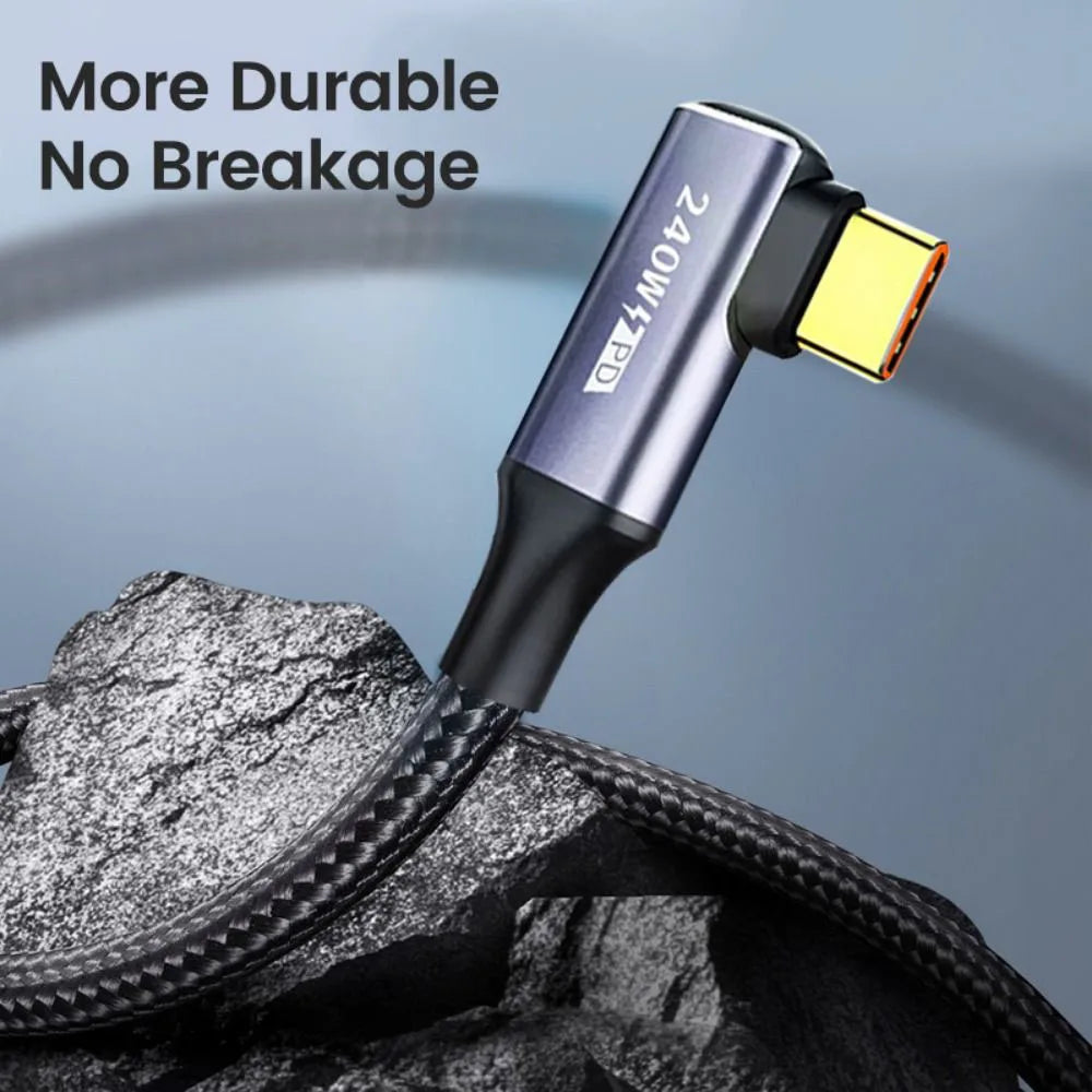 240W USB-C Fast Charging Cable 90° | 48V 5A E-Marker USB-C Charging Cable QXL