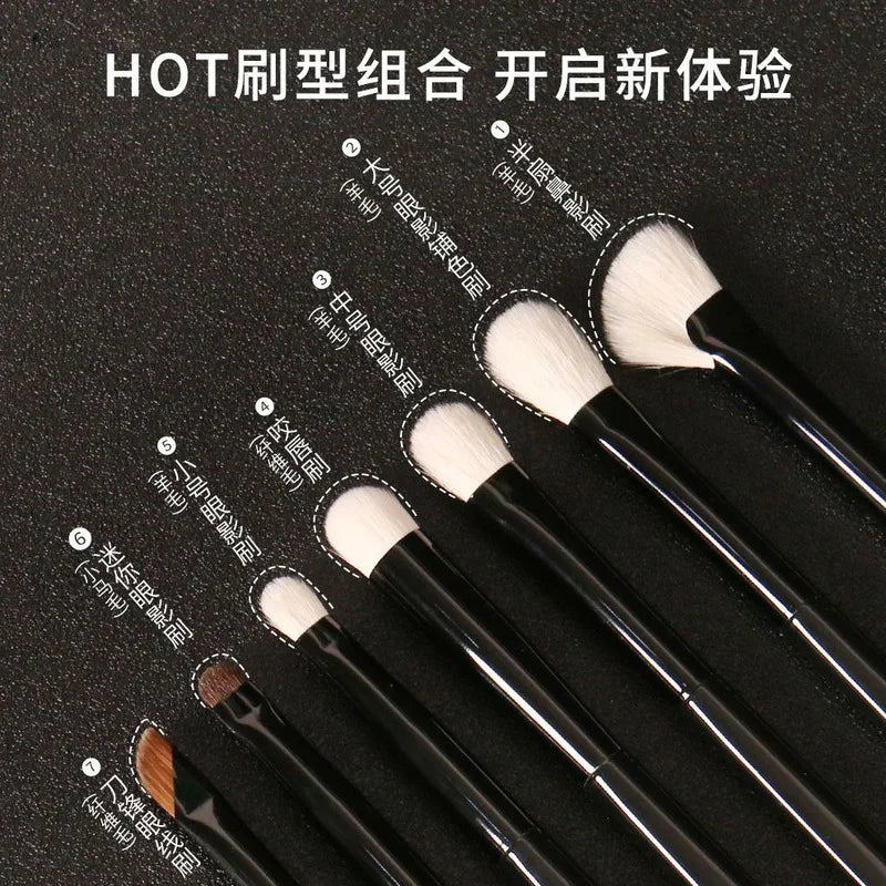 7-Piece Wool Eye Makeup Brush Set | Soft Goat Hair & Bag Eye Makeup Brush Set QXL