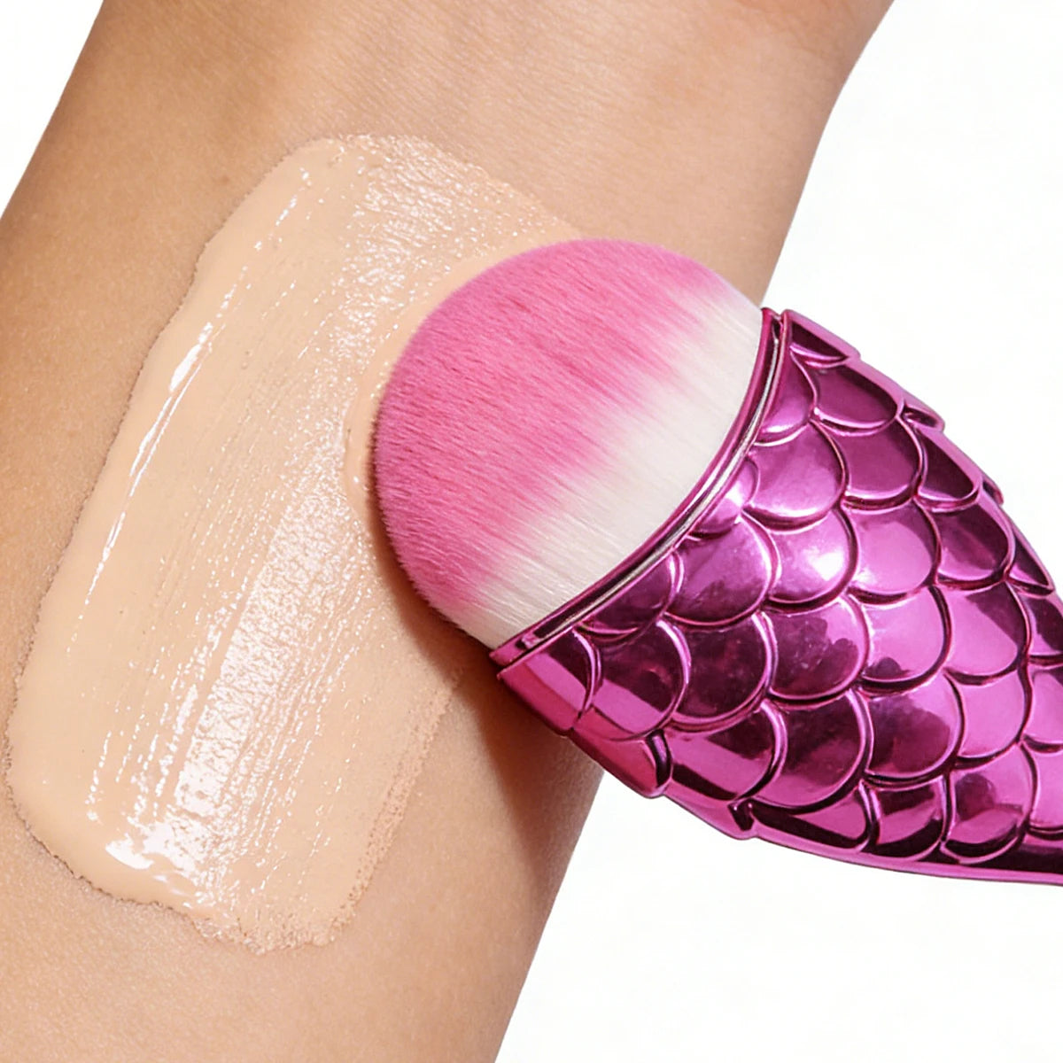 KOSSHOW Rose Gold Mermaid Foundation Brush | Tongue-Shaped Foundation Brush QXL