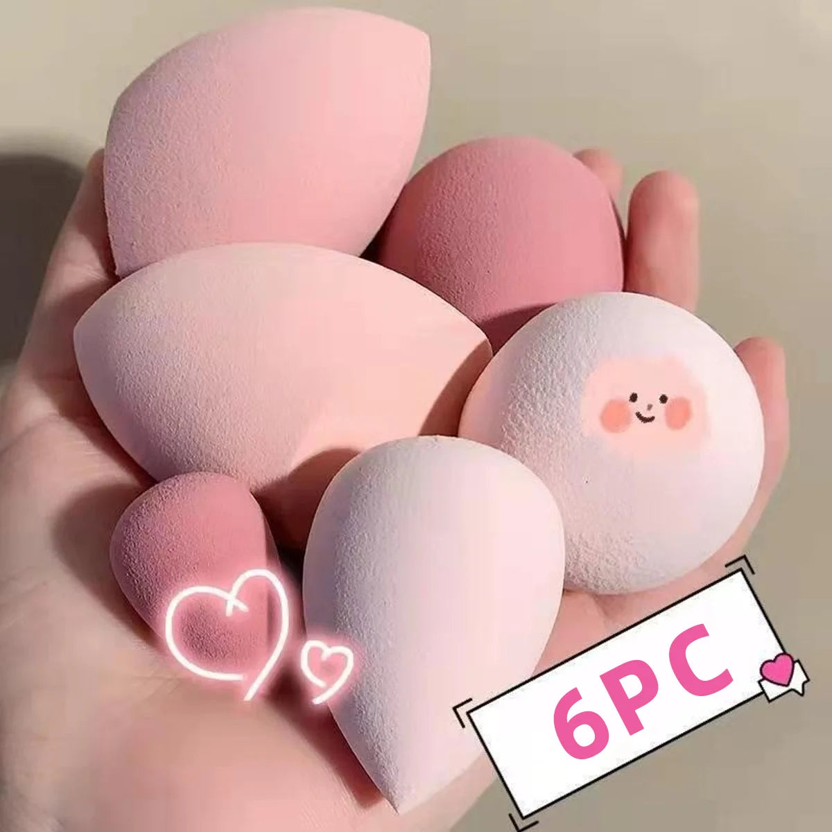 6-Pack Makeup Blending Sponges | Wet & Dry Beauty Egg Set Makeup Blending Sponge QXL