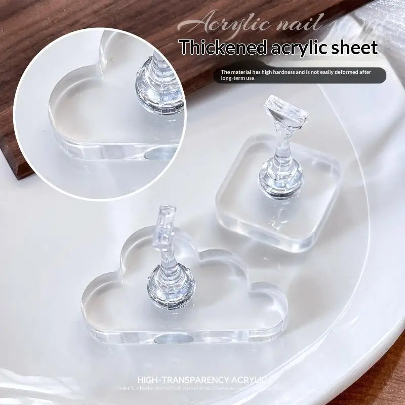 Magnetic Acrylic Nail Practice Base | Clear Thickened Holder Nail Practice Stand QXL