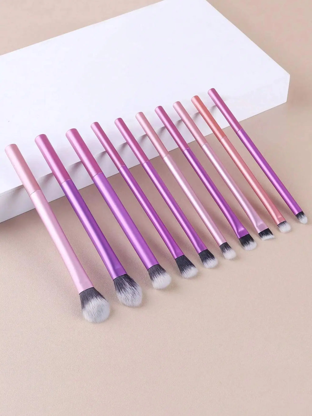 10-Piece Multicolor Fiber Eyeshadow Makeup Brush Set Makeup Brush Set QXL MULTI