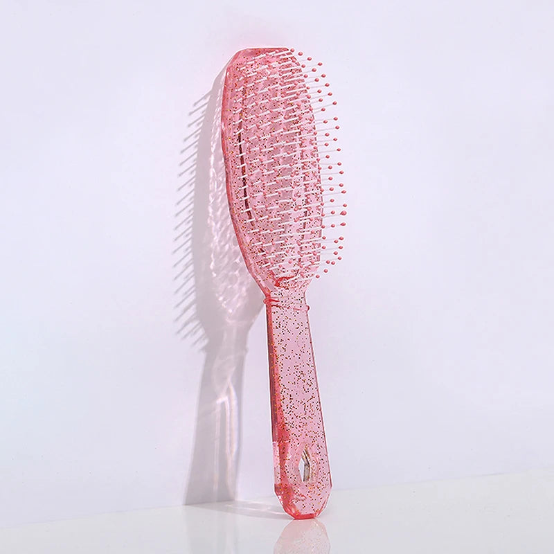 Transparent Glitter Hair Brush & Wide Tooth Comb | Anti-Static Hair Brush Comb QXL