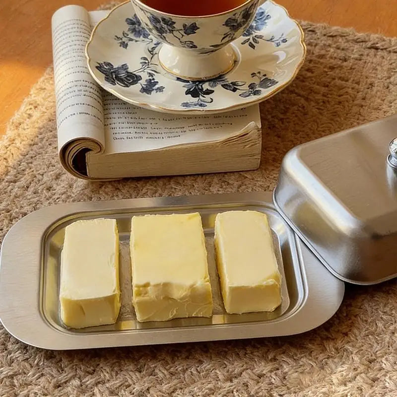 Stainless Steel Butter Dish with Lid | Fridge & Countertop Butter Dish QXL
