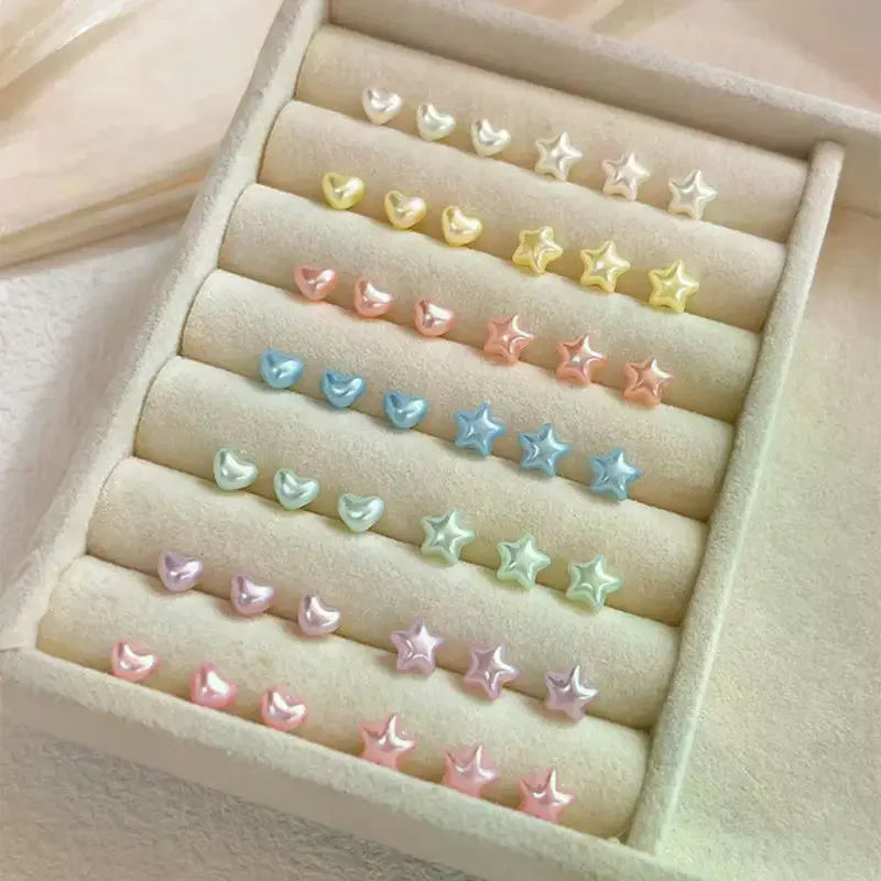 50-Pc 3D Star & Heart Nail Charms | Pearlescent Kawaii Nail Art Nail Art Charms QXL
