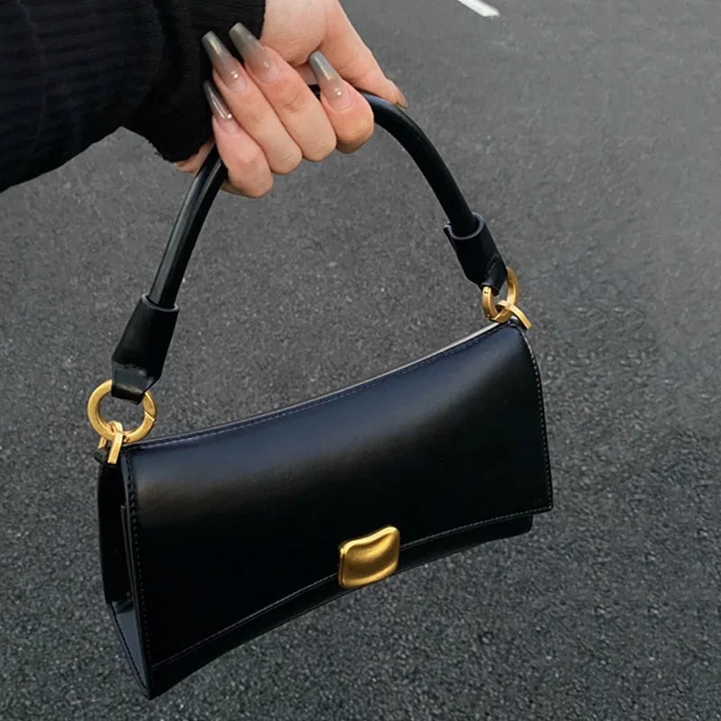 Vintage Elegant Ladies Leather Handbag | Luxury Classic Style Ladies Handbag QXL black
