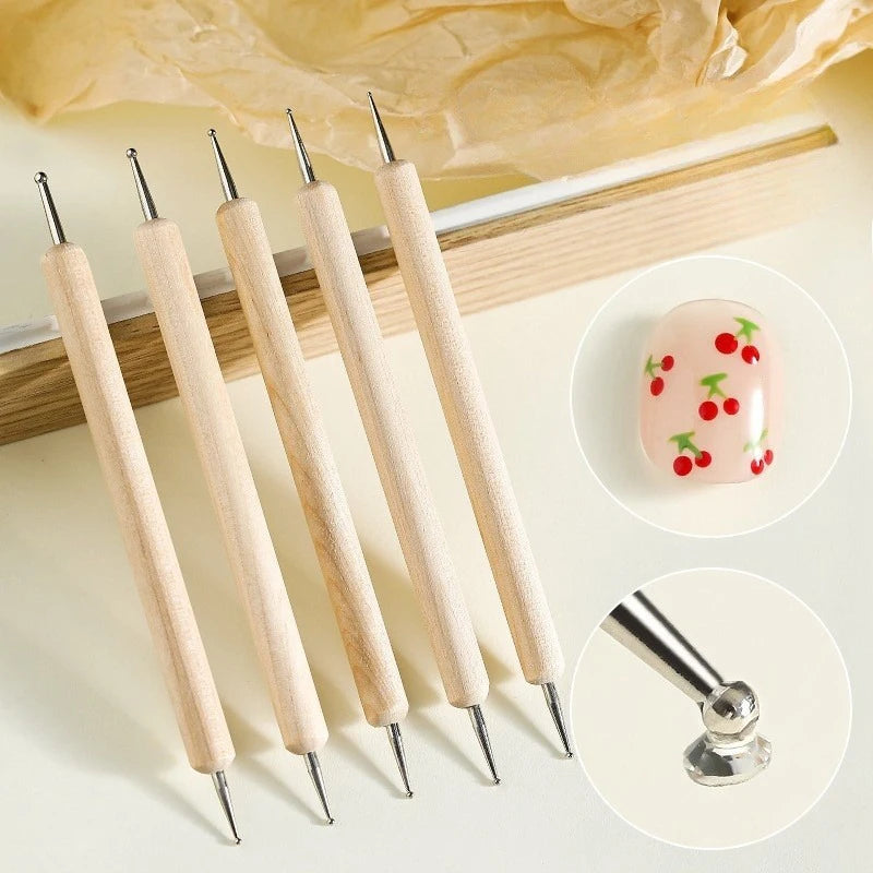 Crystal Beaded Nail Dotting Pens – 5-Piece Dual-End Set Nail Dotting Pen Set QXL