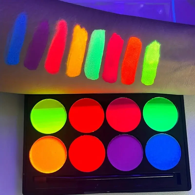 8-Color Neon Face & Body Paint Kit | UV Glow Cosplay Set Face & Body Paint QXL