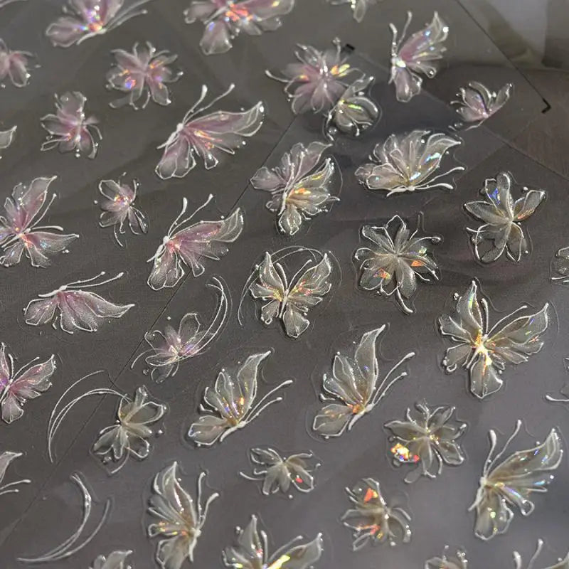3D Butterfly Jelly Nail Stickers | Star Moon Holographic Art Nail Art Stickers QXL