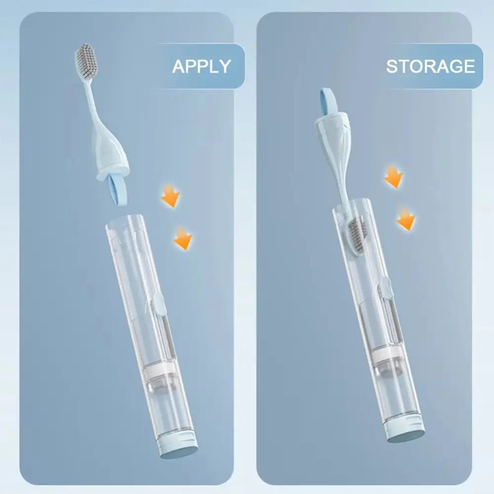3-in-1 Foldable Travel Toothbrush Set with Toothpaste Dispenser Travel Toothbrush Set QXL