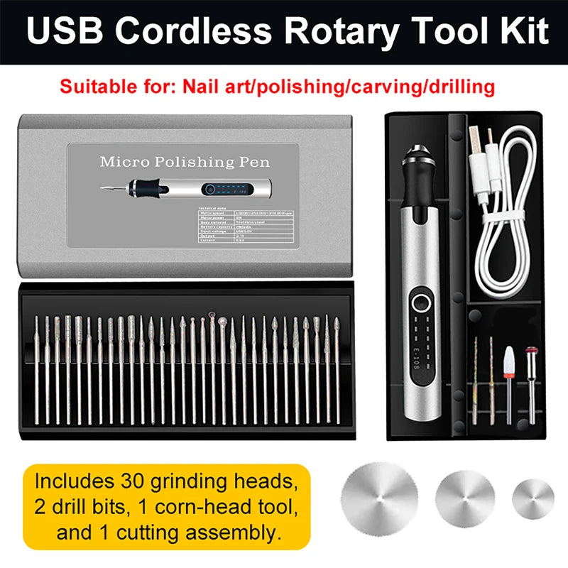 Dreamburgh USB Cordless Rotary Tool Set | 36-Pc Engraving Kit Cordless Rotary Tool QXL Set1 No plug