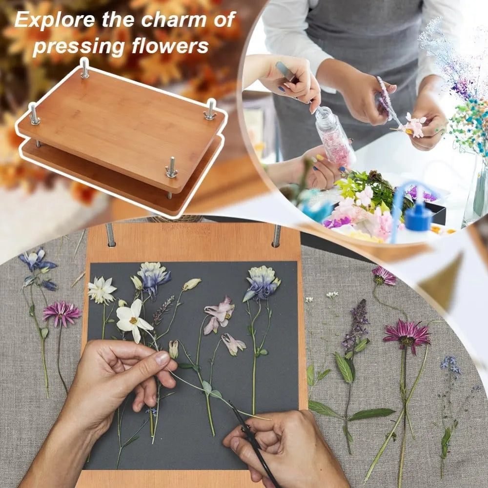 Large Wooden Book & Flower Press 11.6x7.87" | DIY Craft Kit Wooden Craft Press QXL