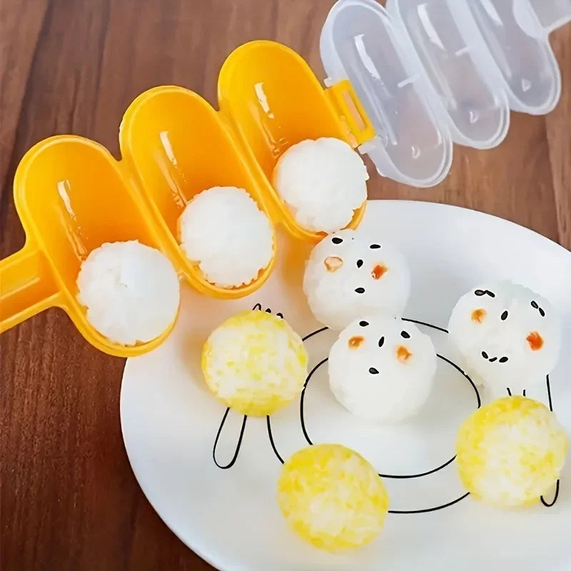 3-Piece Rice Ball Mold Set | Shake & Serve Onigiri Sphere Tool Rice Ball Mold QXL