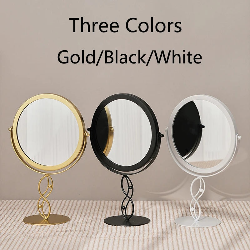 360° Rotating Desktop Vanity Mirror | Iron Frame Gold Black White Vanity Mirror QXL