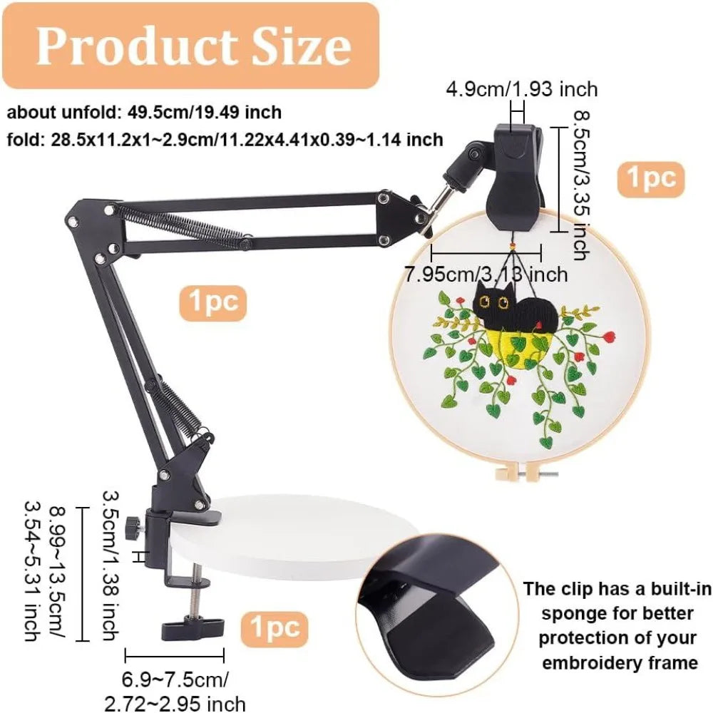 360° Embroidery Hoop Holder Table Stand Kit | Lap Clamp Embroidery Hoop Stand QXL