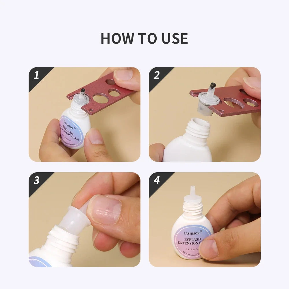 Eyelash Glue Bottle Opener & Anti-Blocking Caps – 10/20 Pack Lash Glue Bottle Tool QXL