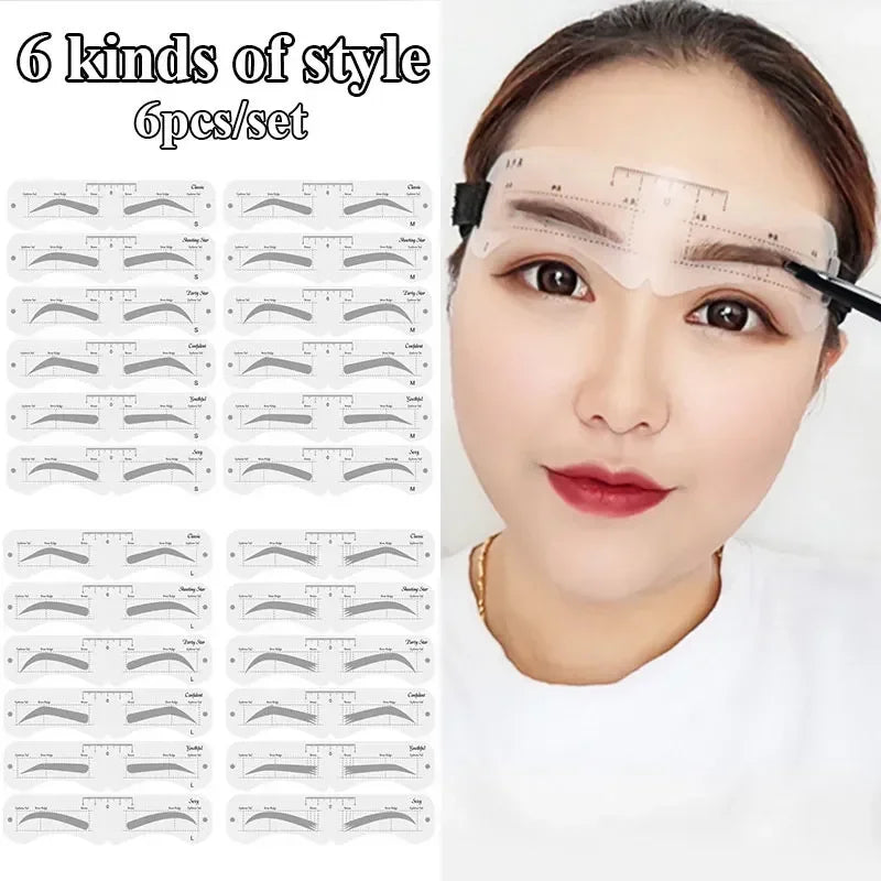 6-Pc Reusable Eyebrow Stencil Kit | DIY Brow Shaping Set Eyebrow Stencil Set QXL