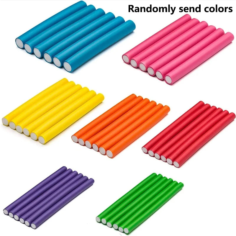 10-Pack Flexible Foam Hair Curling Rods | No-Heat Rollers Set Foam Hair Rollers QXL