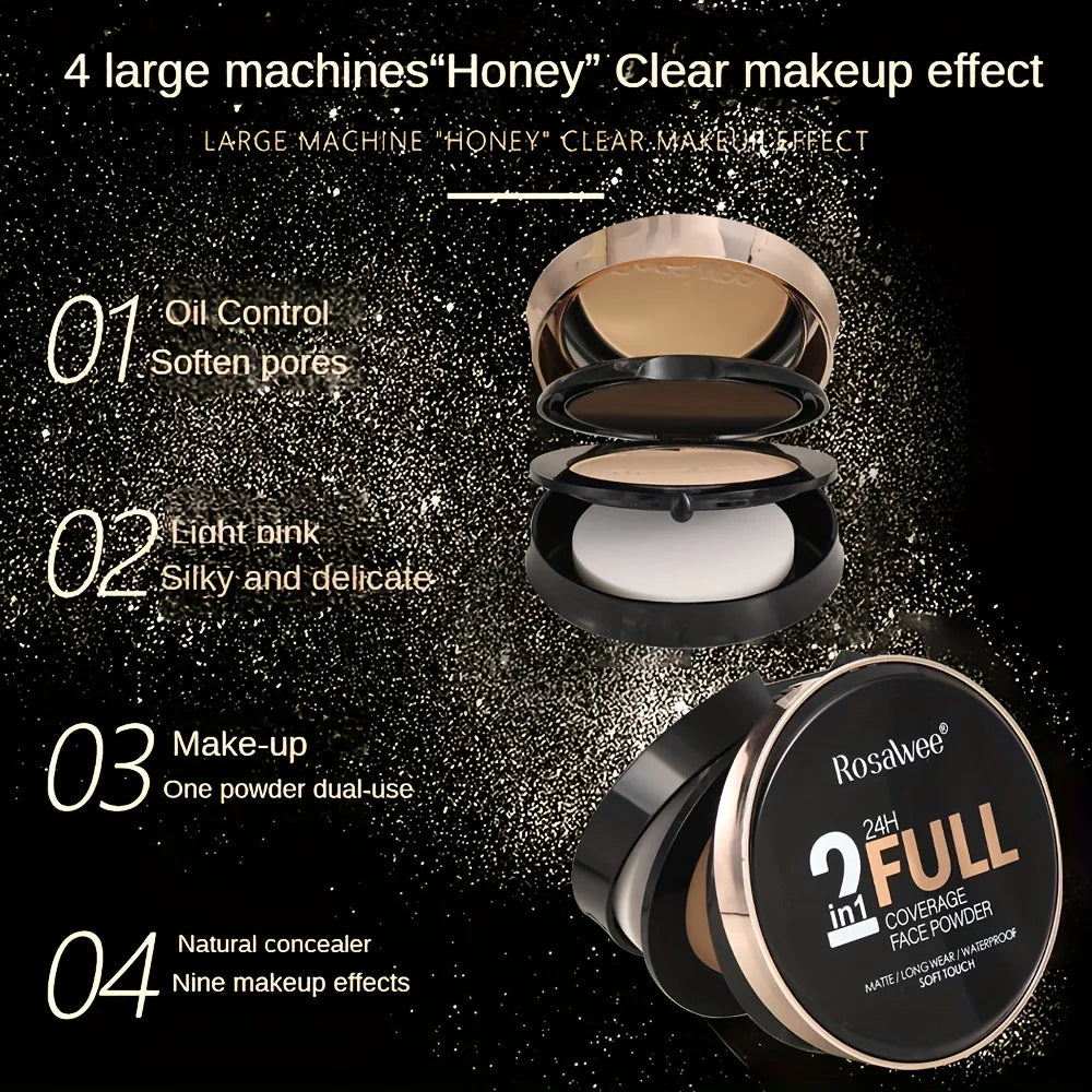 Rosawee 24H Full Coverage Matte Face Powder – All Skin Types Pressed Face Powder QXL