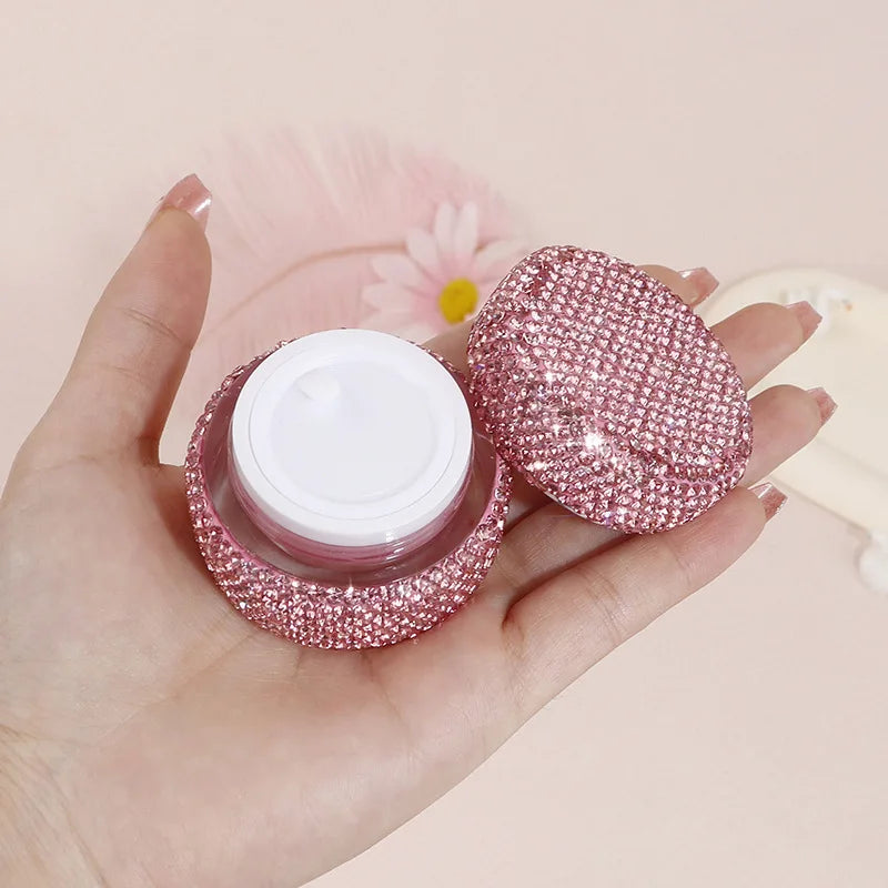 10ml Pink Glass Diamond Cream Jar | Refillable Cosmetic Bottle Cosmetic Cream Jar QXL