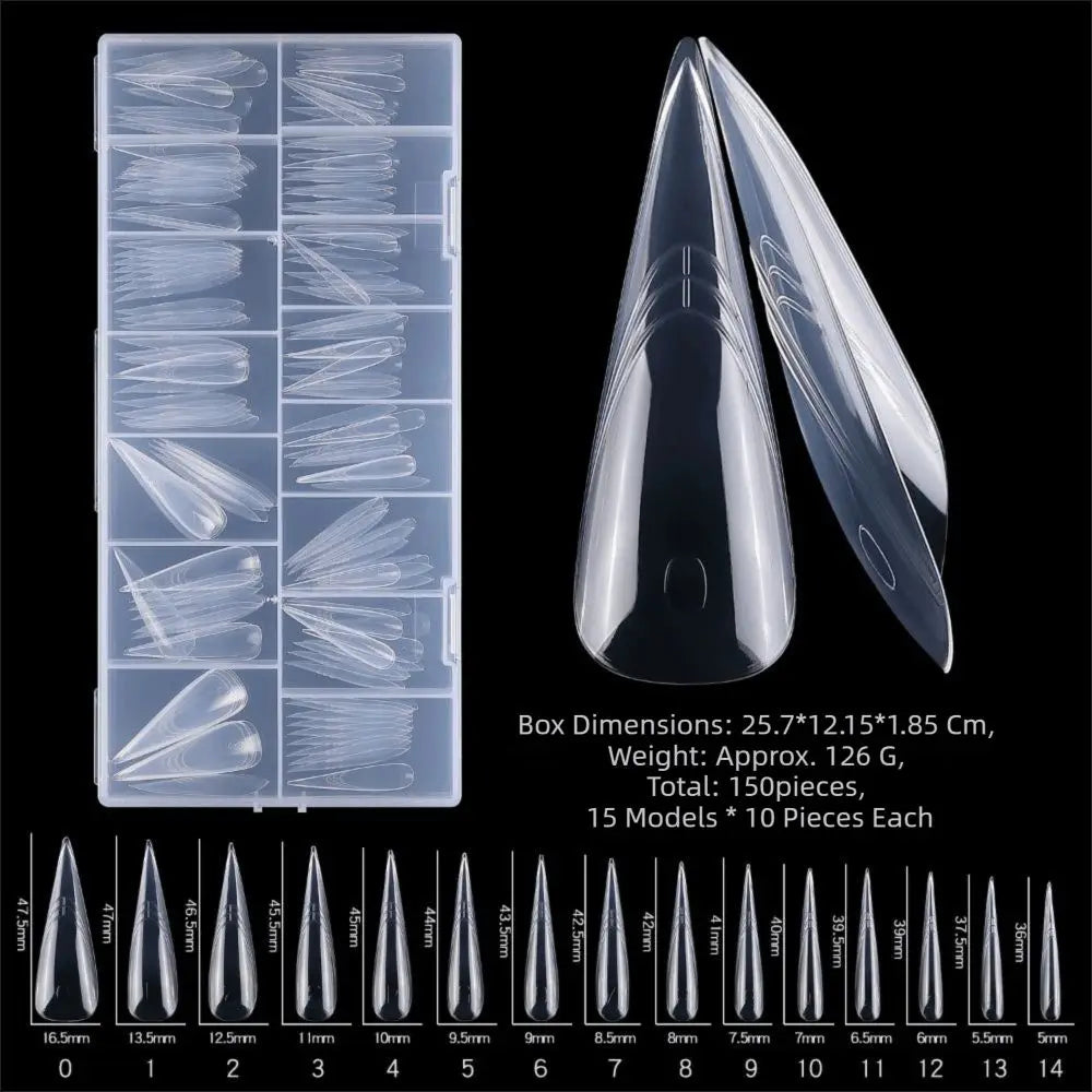150-Pc Reusable Sandwich Nail Forms | 15 Sizes French Tips Nail Extension Forms QXL