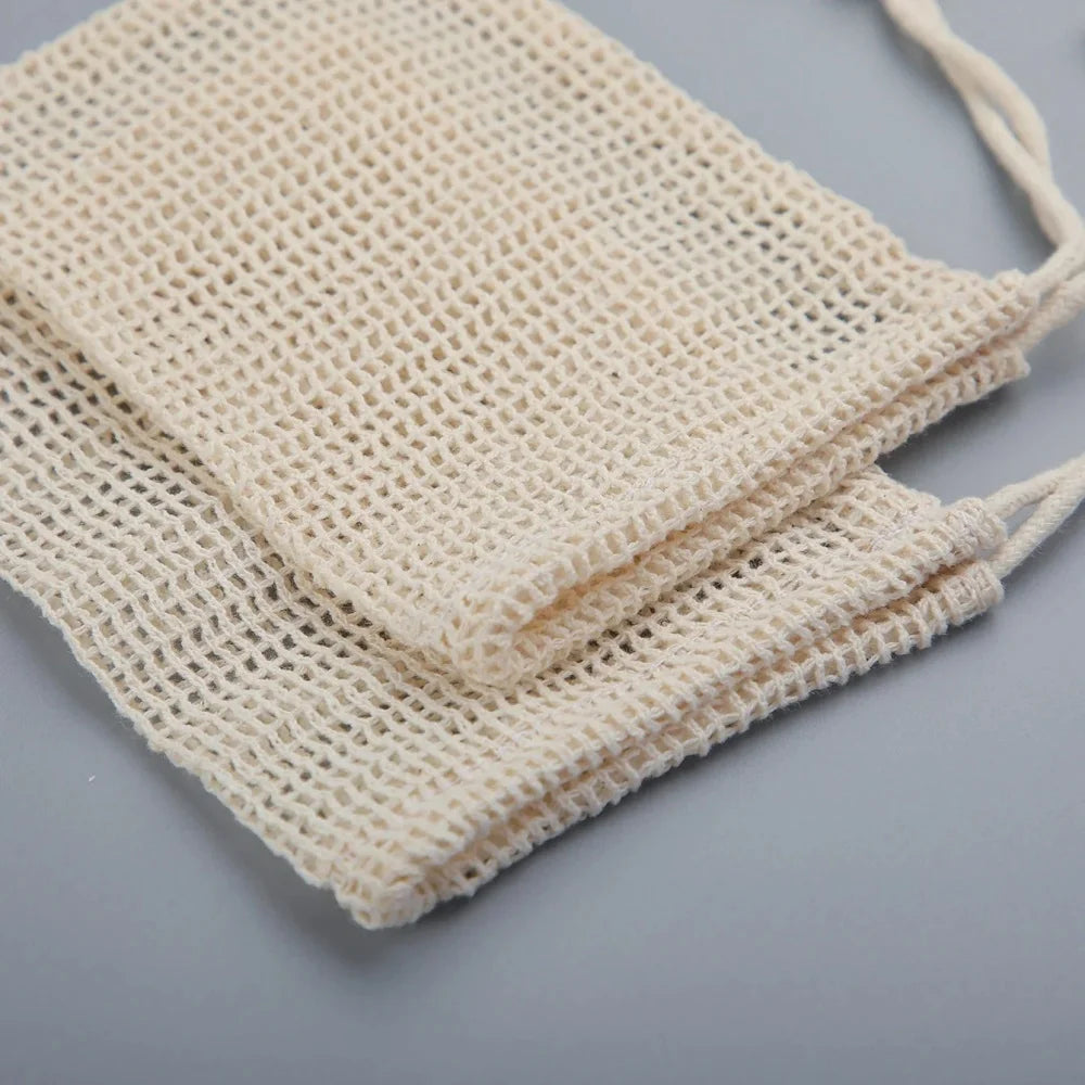 Natural Cotton Soap Saver Bag | Eco Lathering Mesh Pouch Soap Saver Bag QXL