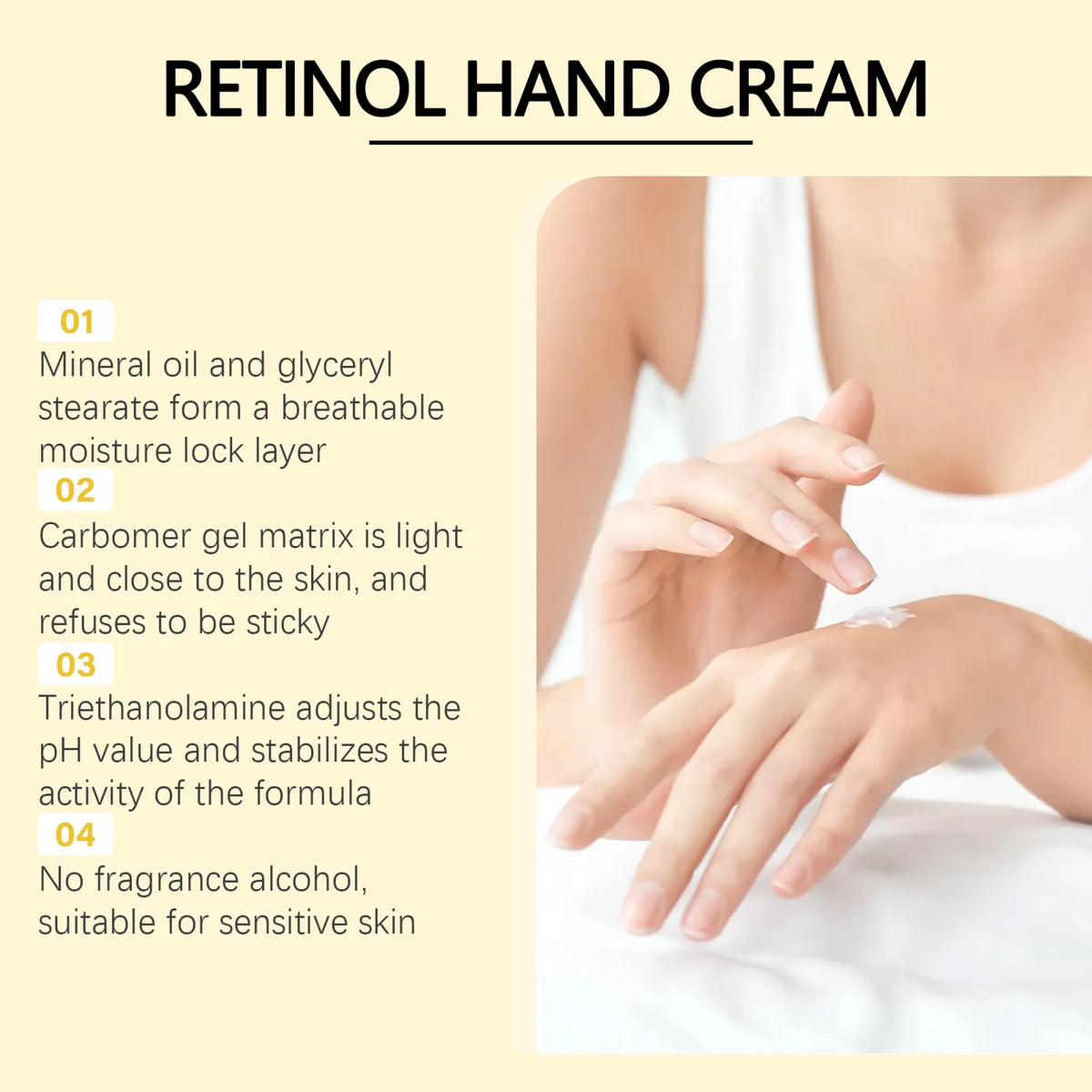 OUHOE Retinol Hand Cream – Hydrating & Smoothing 50g Retinol Hand Cream QXL