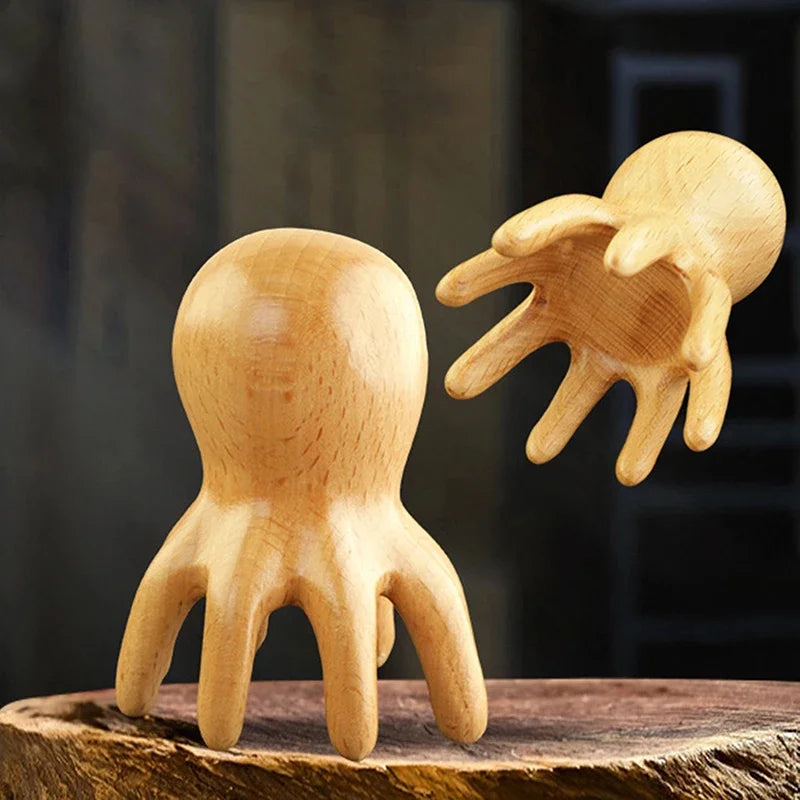 Sandalwood Octopus Scalp Massage Comb | Gua Sha Head Tool Scalp Massage Comb QXL