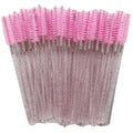 Dual-Use Eyebrow & Eyelash Spoolie Brush | Portable Comb Set Spoolie Brush Set QXL M93 Pink 50 Pieces