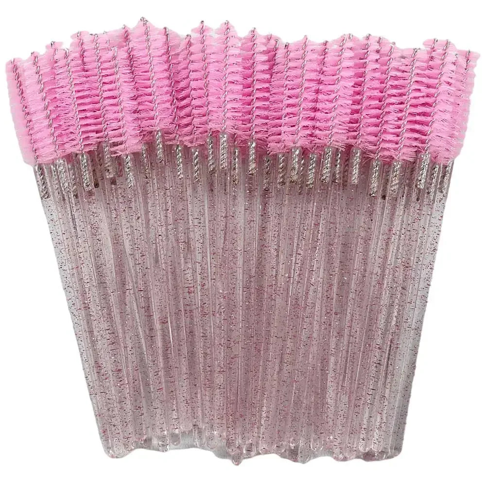 Dual-Use Eyebrow & Eyelash Spoolie Brush | Portable Comb Set Spoolie Brush Set QXL M93 Pink 50 Pieces